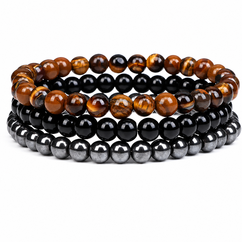 Kit 3 Pulseiras De Pedras Naturais 8mm