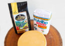 KIT PARA PÃO DE QUEIJO - 1 QUEIJO CANASTRA CURADO 600G + 1 KG POLVILHO  + 1 CAFÉ GOURMET 500G
