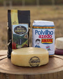 KIT PARA PÃO DE QUEIJO - 1 QUEIJO CANASTRA CURADO 600G + 1 KG POLVILHO  + 1 CAFÉ GOURMET 500G